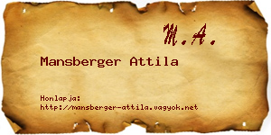 Mansberger Attila névjegykártya
